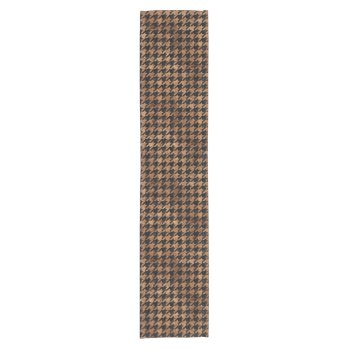 Houndstooth1 Black Marble & Brown Stone Short Table Runner by Trendi_Stuff at Zazzle