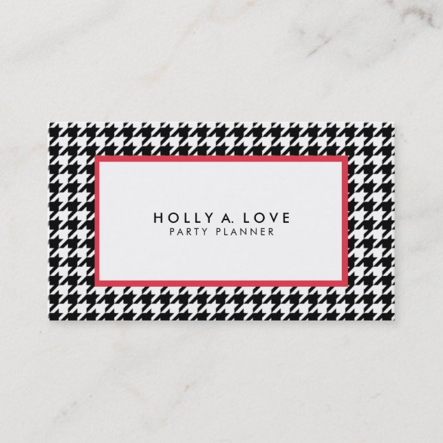 Houndstooth #2 | Black & White | Customizable Business Card (Front)