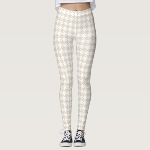 Houndstooth Almond Oil Pattern Leggings