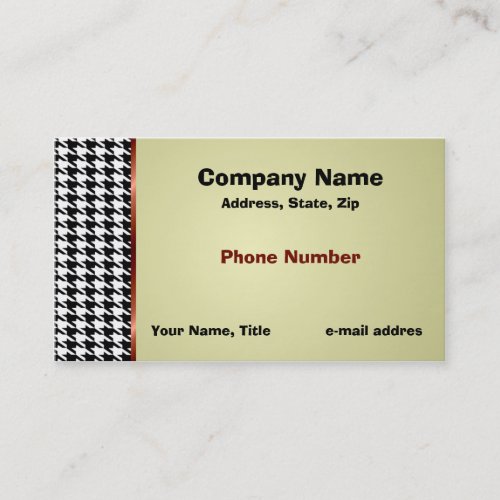Houndstooth and Red Satin Ribbon Business Card Template