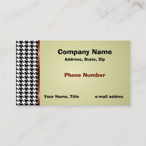 Customizable Houndstooth and Red Satin Ribbon Business Card Template