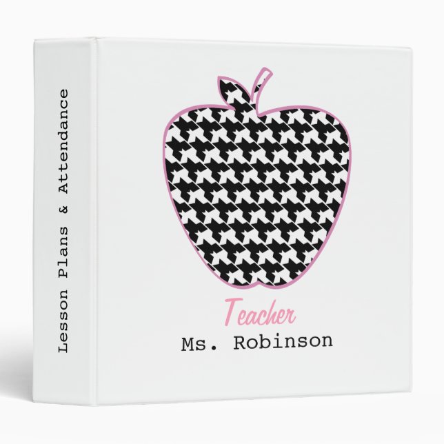 Houndstooth Apple Teacher Binder (Front/Spine)