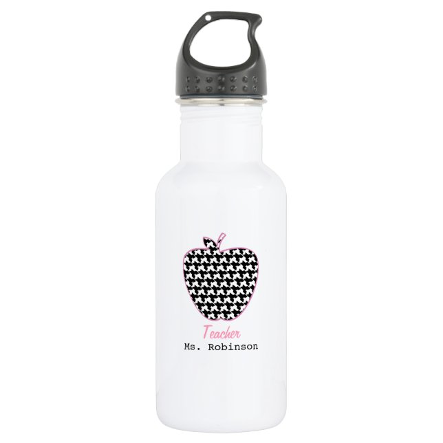 Houndstooth Apple Teacher Water Bottle (Front)