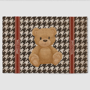 Houndstooth Bear Home, Fiber Doormat