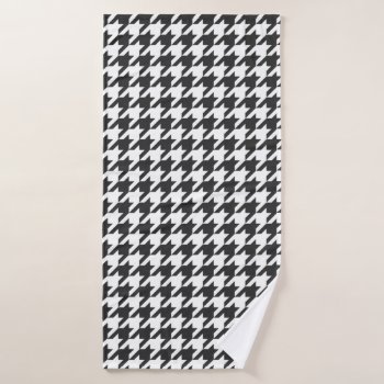 Houndstooth  Black And White Bath Towel by MehrFarbeImLeben at Zazzle