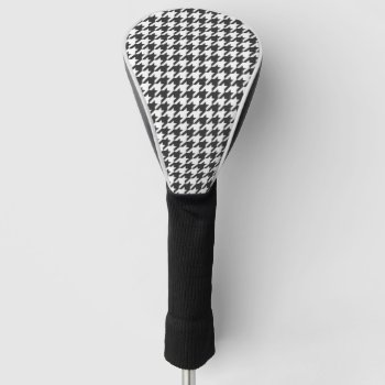 Houndstooth  Black And White Golf Head Cover by MehrFarbeImLeben at Zazzle