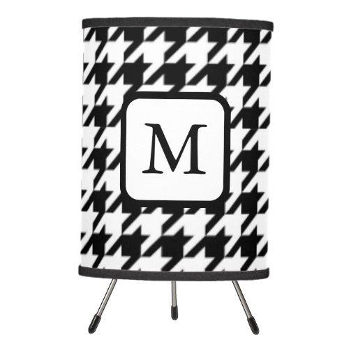 Houndstooth Black and White Initial Customize Tripod Lamp