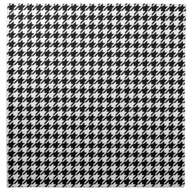 Houndstooth Black and White Jagged Checks Pattern Cloth Napkin (Front)