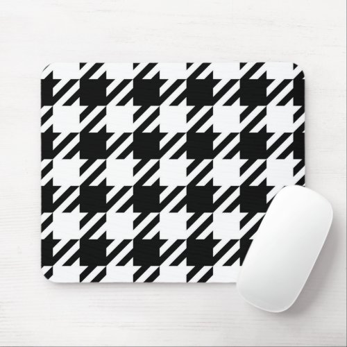 Houndstooth black and white mouse pad