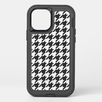 Houndstooth  Black And White Otterbox Defender Iphone 12 Pro Case by MehrFarbeImLeben at Zazzle