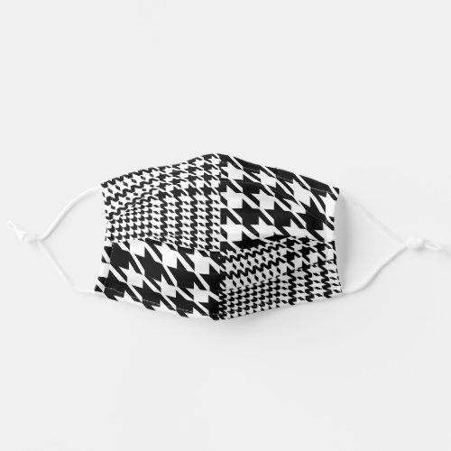 Houndstooth Black And White Patchwork Pattern Adult Cloth Face Mask