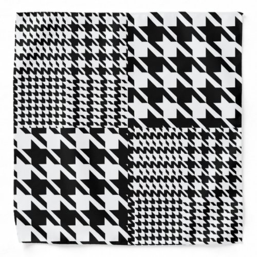 Houndstooth Black And White Patchwork Pattern Bandana