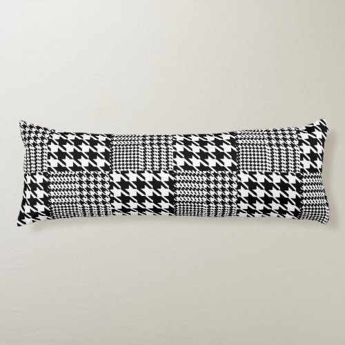 Houndstooth Black And White Patchwork Pattern Body Pillow