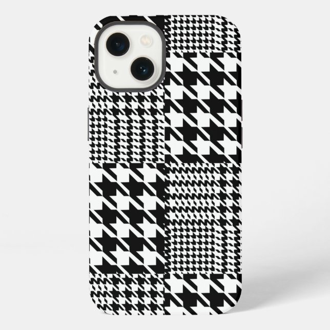Houndstooth Black And White Patchwork Pattern Iphone Case (Back)