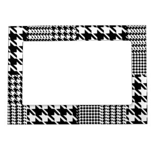 Houndstooth Black And White Patchwork Pattern Magnetic Frame