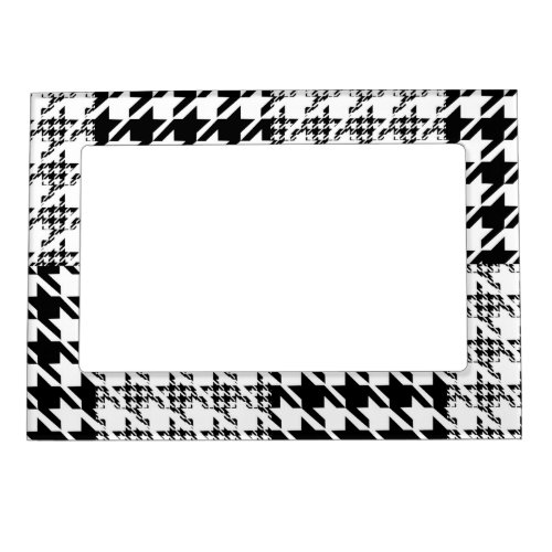 Houndstooth Black And White Patchwork Pattern Magnetic Frame