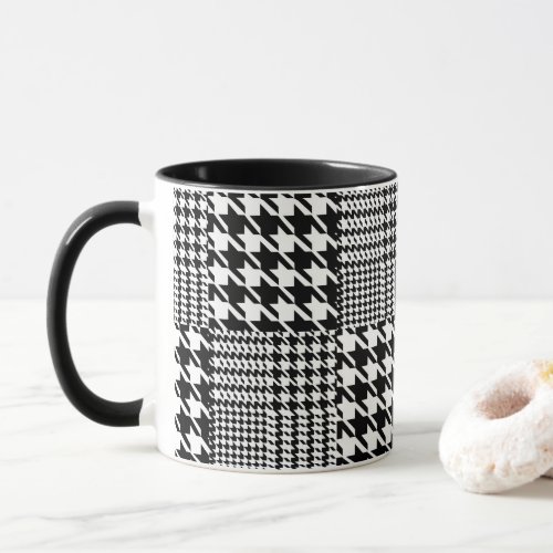 Houndstooth Black And White Patchwork Pattern Mug