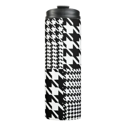 Houndstooth Black And White Patchwork Pattern Thermal Tumbler