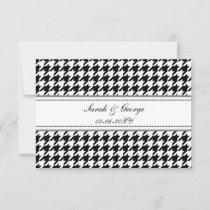 houndstooth black and white wedding rsvp 3.5 x 5