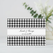 houndstooth black and white wedding rsvp 3.5 x 5 (Standing Front)