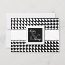 houndstooth black and white wedding rsvp 3.5 x 5