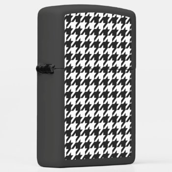 Houndstooth  Black And White Zippo Lighter by MehrFarbeImLeben at Zazzle