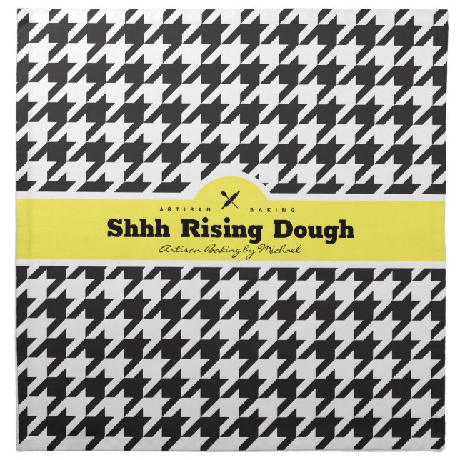 HOUNDSTOOTH Black & White Challah Dough Cover + Cloth Napkin (Front)