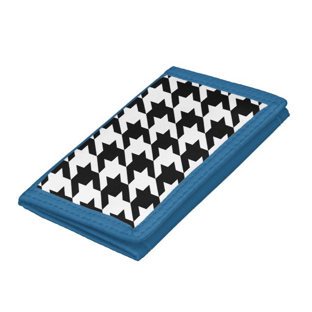 Houndstooth Black White Classic Weaving Pattern Trifold Wallet (Bottom)