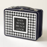 Houndstooth Black White Metal Lunch Box at Zazzle