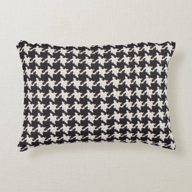 Houndstooth Black White Pattern Accent Pillow (Front)