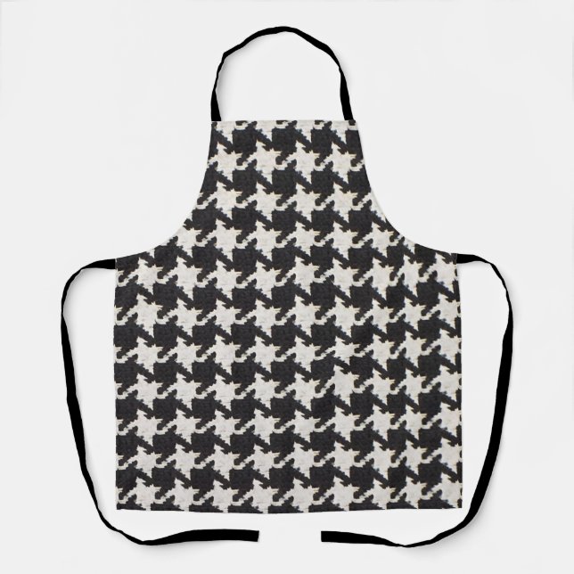 Houndstooth Black White Pattern Apron (Front)