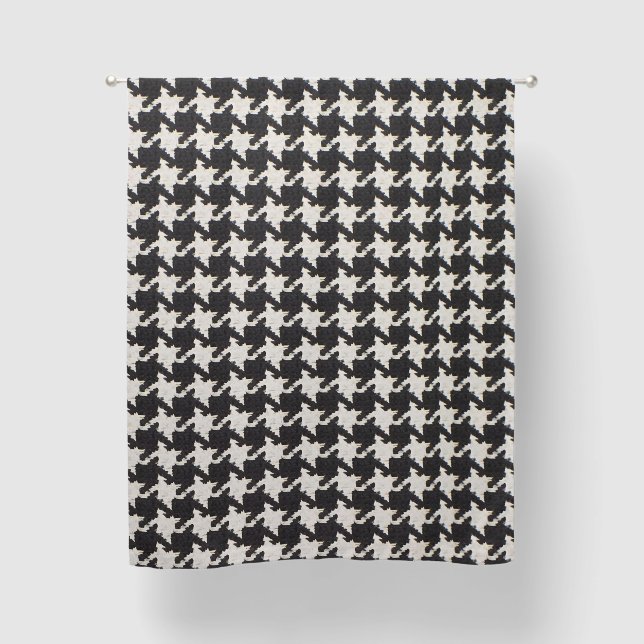 Houndstooth Black White Pattern Blackout Curtains (Front)