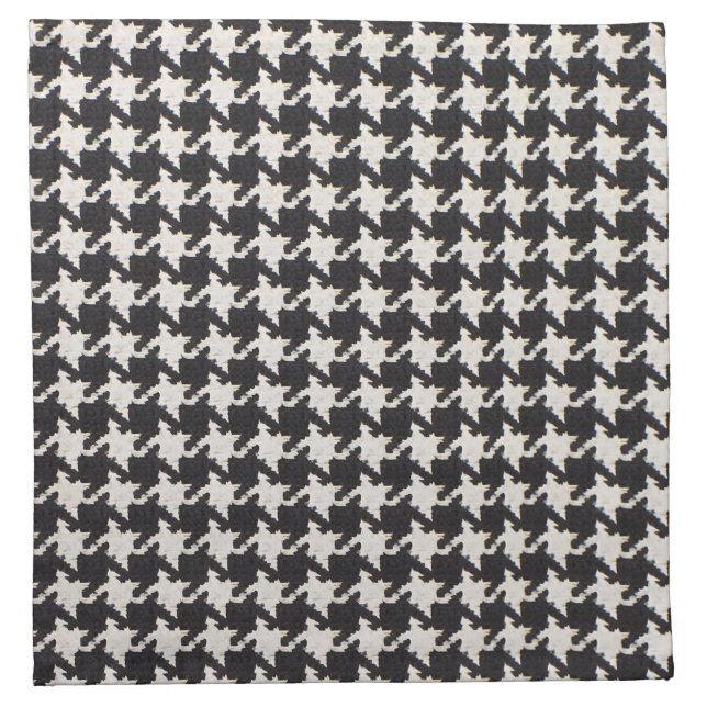 Houndstooth Black White Pattern Cloth Napkin (Front)