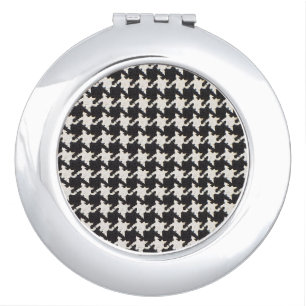 Houndstooth Black White Pattern Compact Mirror