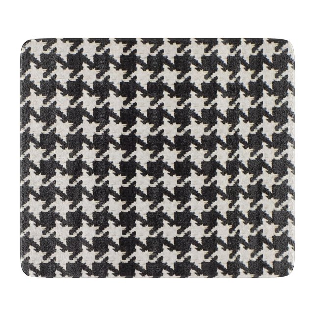 Houndstooth Black White Pattern Cutting Board (Front)