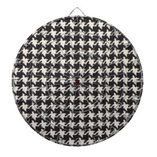 Houndstooth Black & White Pattern Dart Board