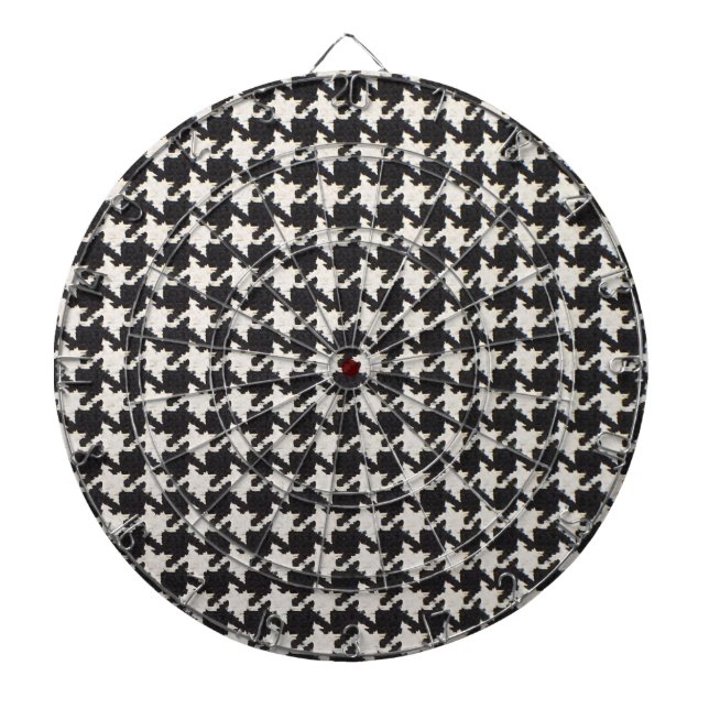 Houndstooth Black & White Pattern Dart Board (Front)