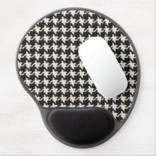 Houndstooth Black & White Pattern Gel Mouse Pad