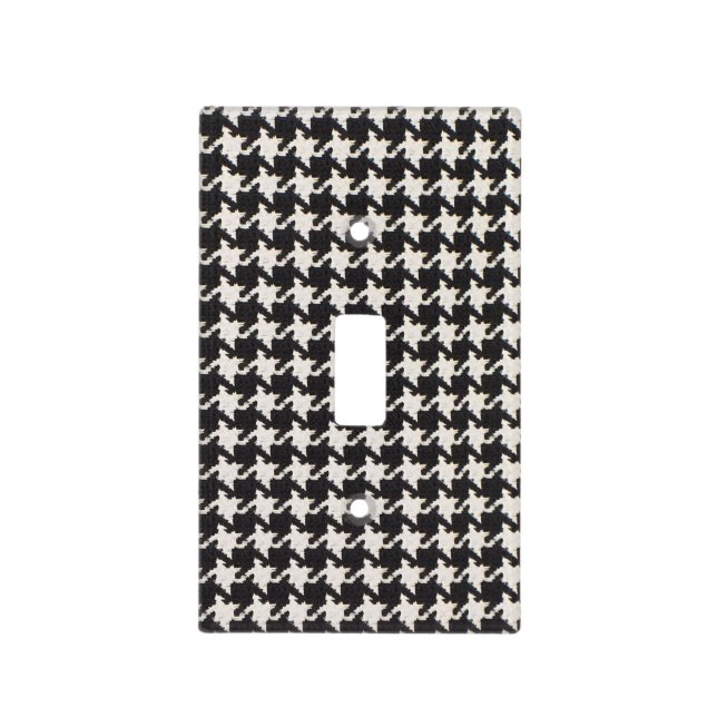 Houndstooth Black White Pattern Light Switch Cover (Front)
