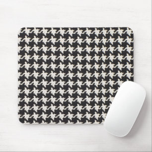 Houndstooth Black & White Pattern Mouse Pad