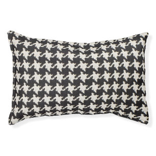 Houndstooth Black White Pattern Pet Bed