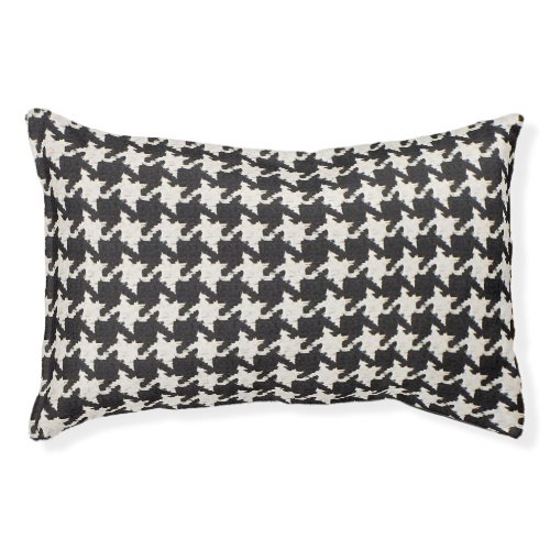 Houndstooth Black White Pattern Pet Bed