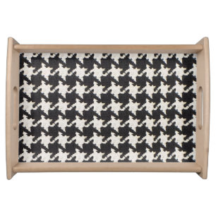 Houndstooth Black White Pattern Serving Tray
