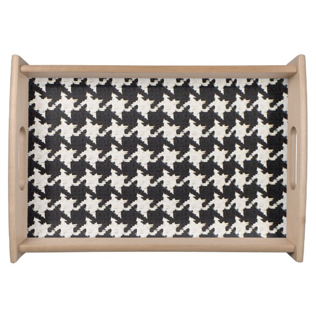Houndstooth Black White Pattern Serving Tray (Front)