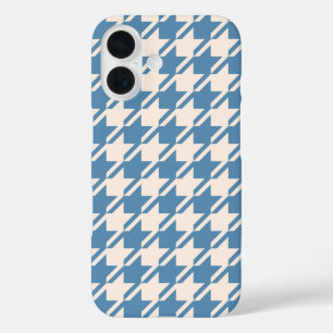 Houndstooth Blue+Cream Big Pattern iPhone 16 Case