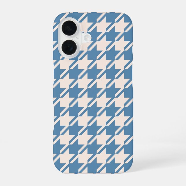 Houndstooth Blue+Cream Big Pattern Iphone Case (Back)