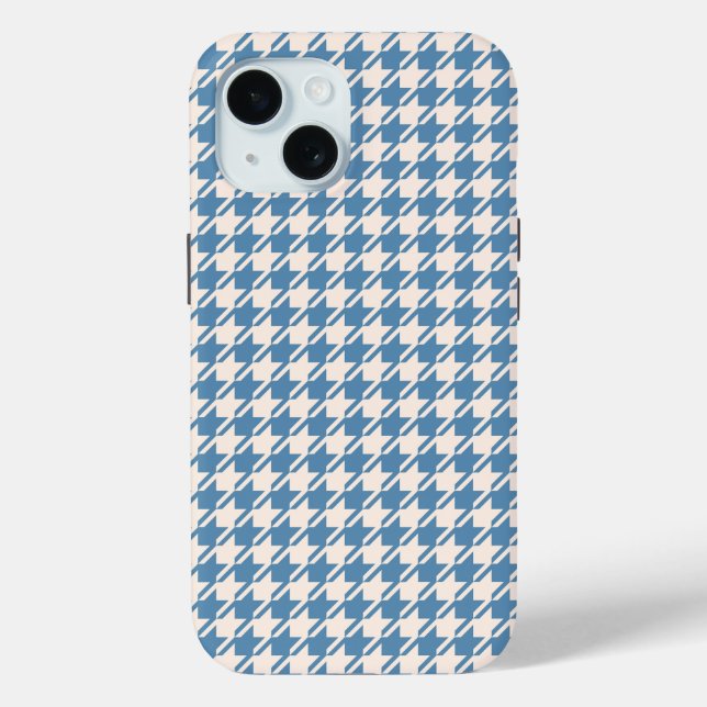 Houndstooth Blue+Cream Rpt Pattern Case-Mate iPhone Case (Back)