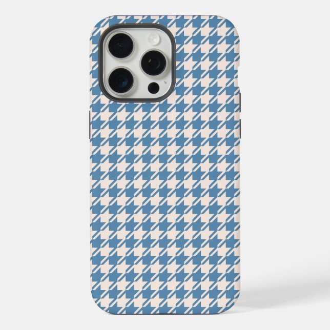 Houndstooth Blue+Cream Rpt Pattern Iphone Case (Back)