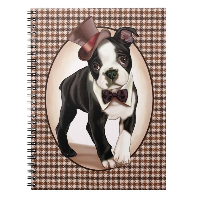 Houndstooth Boston Terrier Notebook (Front)