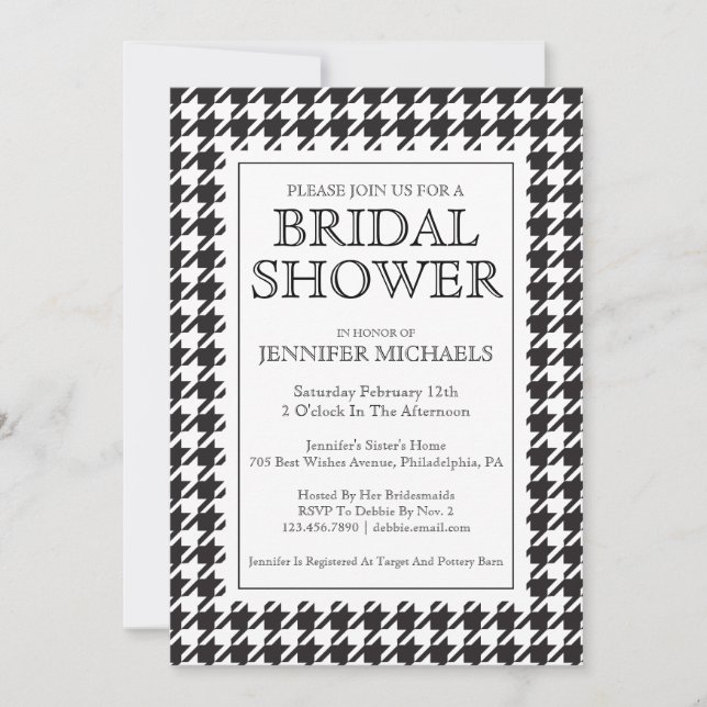 Houndstooth Bridal Shower Invitation (Front)
